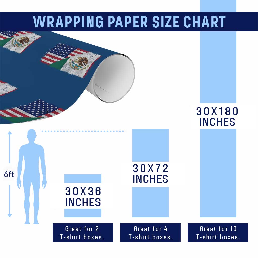 American Mexican Flag Wrapping Paper Roll Mexico Heritage Half Mexican Roots TS10 Print Your Wear