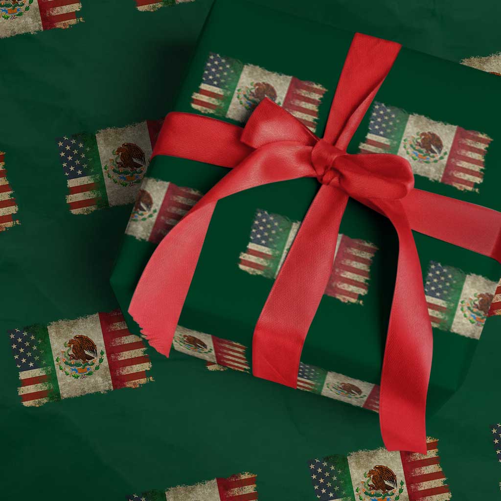 American Mexican Flag Wrapping Paper Roll Mexico Heritage Mexican Roots TS10 Green Print Your Wear
