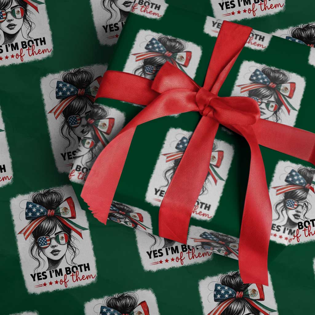 American Mexican Roots Wrapping Paper Roll Messy Bun Mexico America Half American Flag TS10 Green Print Your Wear