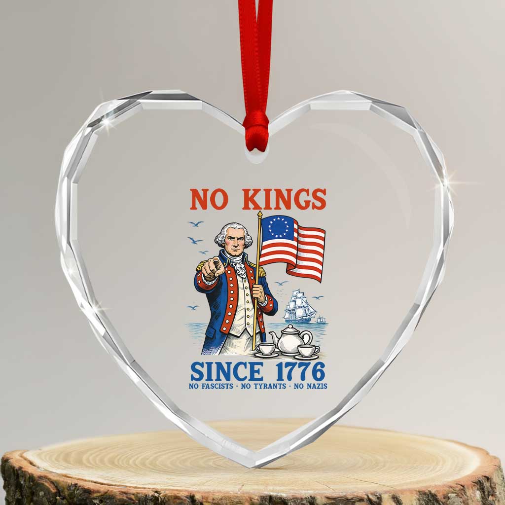 American Patriot George Washington No Kings Heart Crystal Glass Ornament Political Humor Gift TS12 Transparent Glass 3'' Heart Print Your Wear