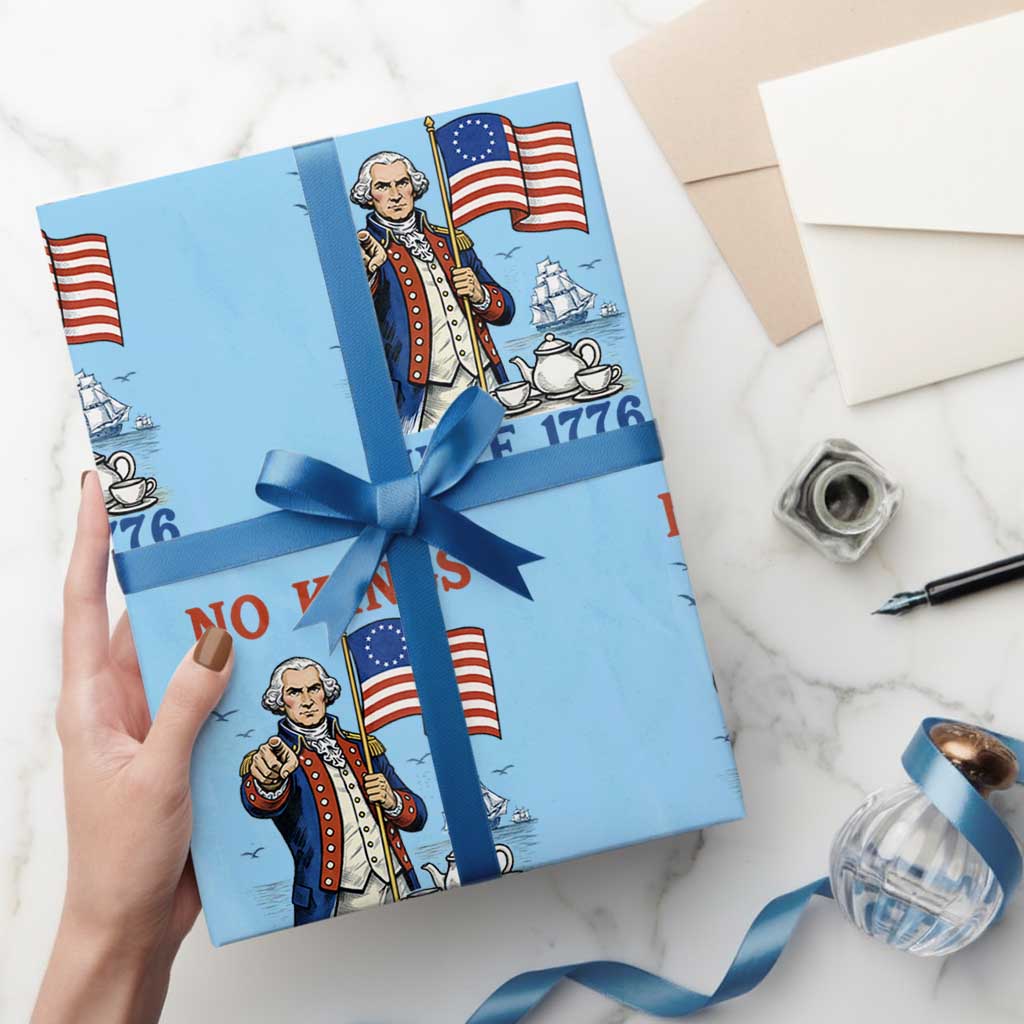 American Patriot George Washington No Kings Wrapping Paper Roll Political Humor Gift TS12 Light Blue Print Your Wear