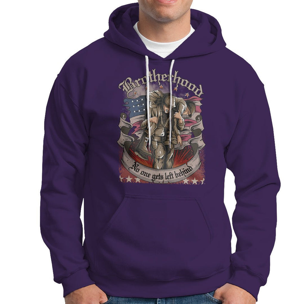 American Patriotic Hoodie Brotherhood No One Gets Left Behind US Flag Soldiers TS02 Printyourwear