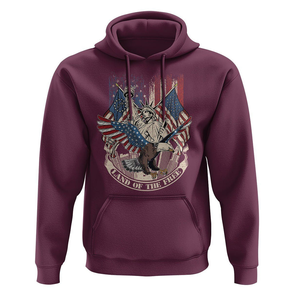 American Patriotic Hoodie Land Of The Free US Betsy Ross Flag Bald Eagle TS02 Maroon Print Your Wear