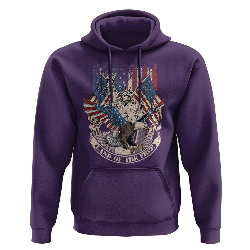 American Patriotic Hoodie Land Of The Free US Betsy Ross Flag Bald Eagle TS02 Purple Print Your Wear