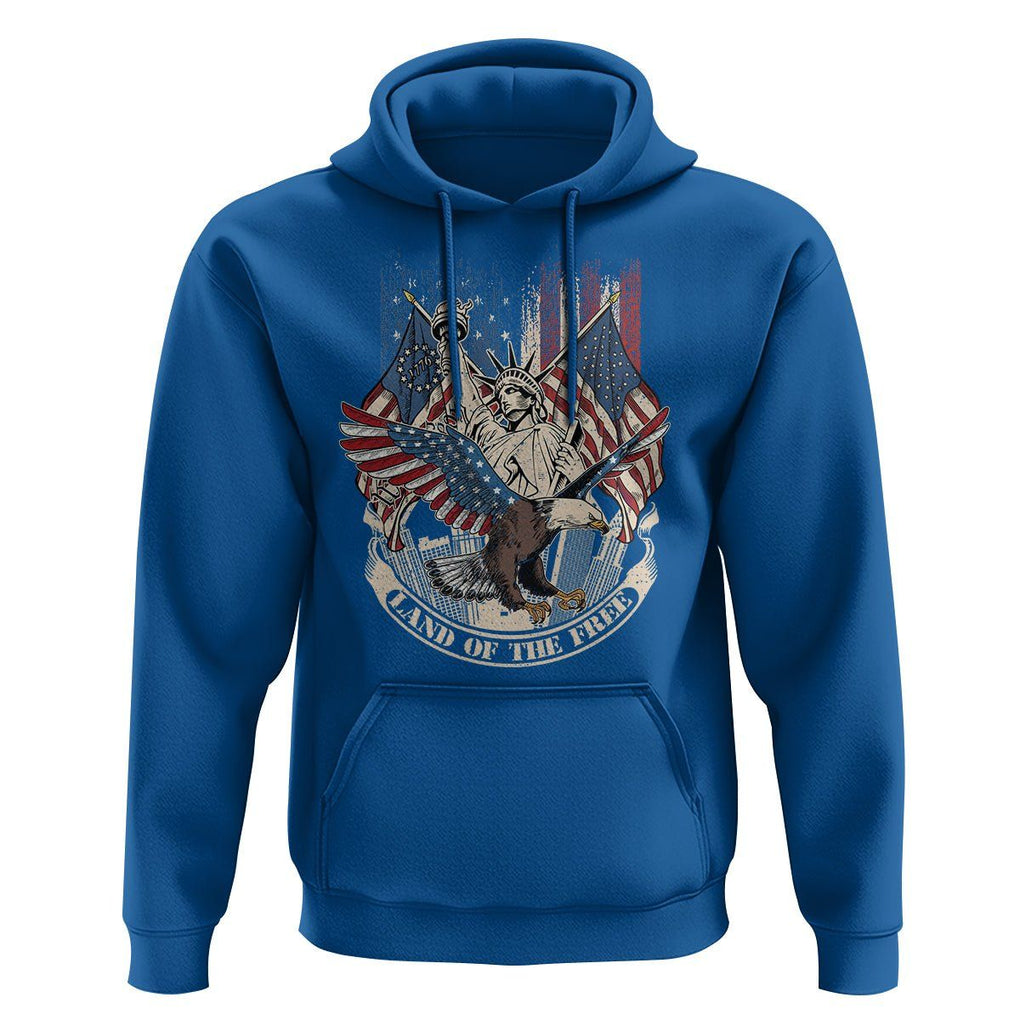 American Patriotic Hoodie Land Of The Free US Betsy Ross Flag Bald Eagle TS02 Royal Blue Print Your Wear