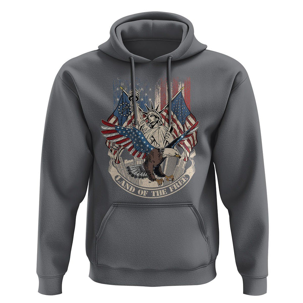 American Patriotic Hoodie Land Of The Free US Betsy Ross Flag Bald Eagle TS02 Charcoal Print Your Wear
