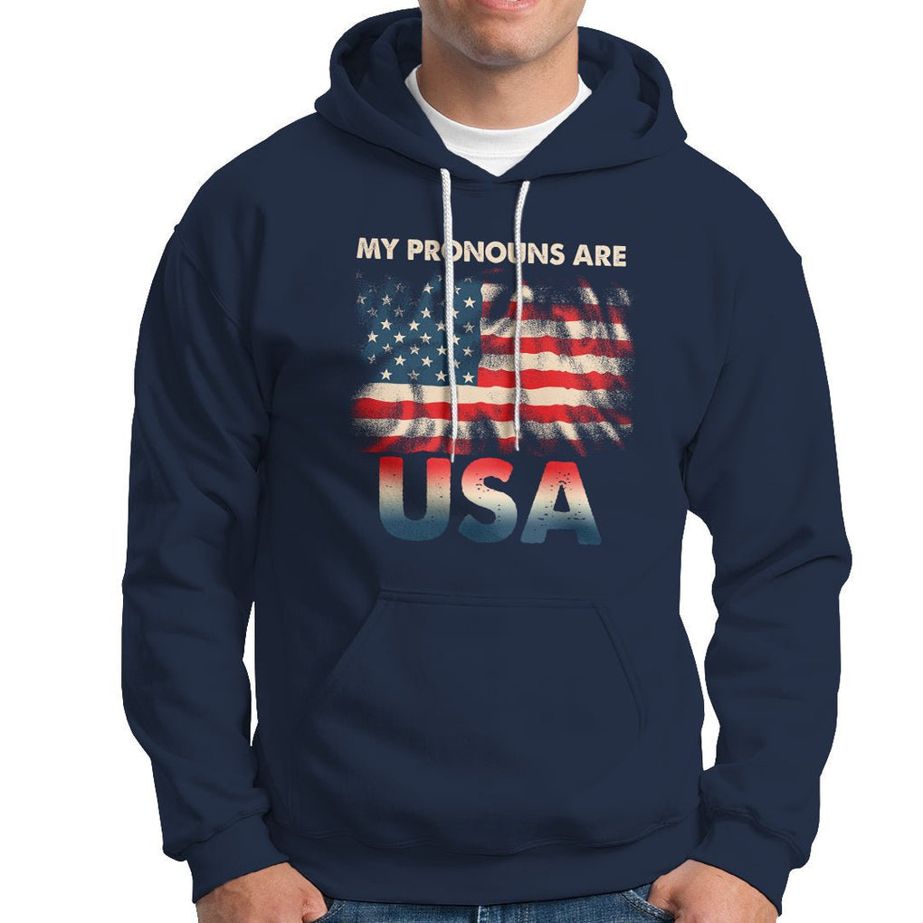 American Patriotic Hoodie My Pronouns Are USA American Flag TS02 Printyourwear