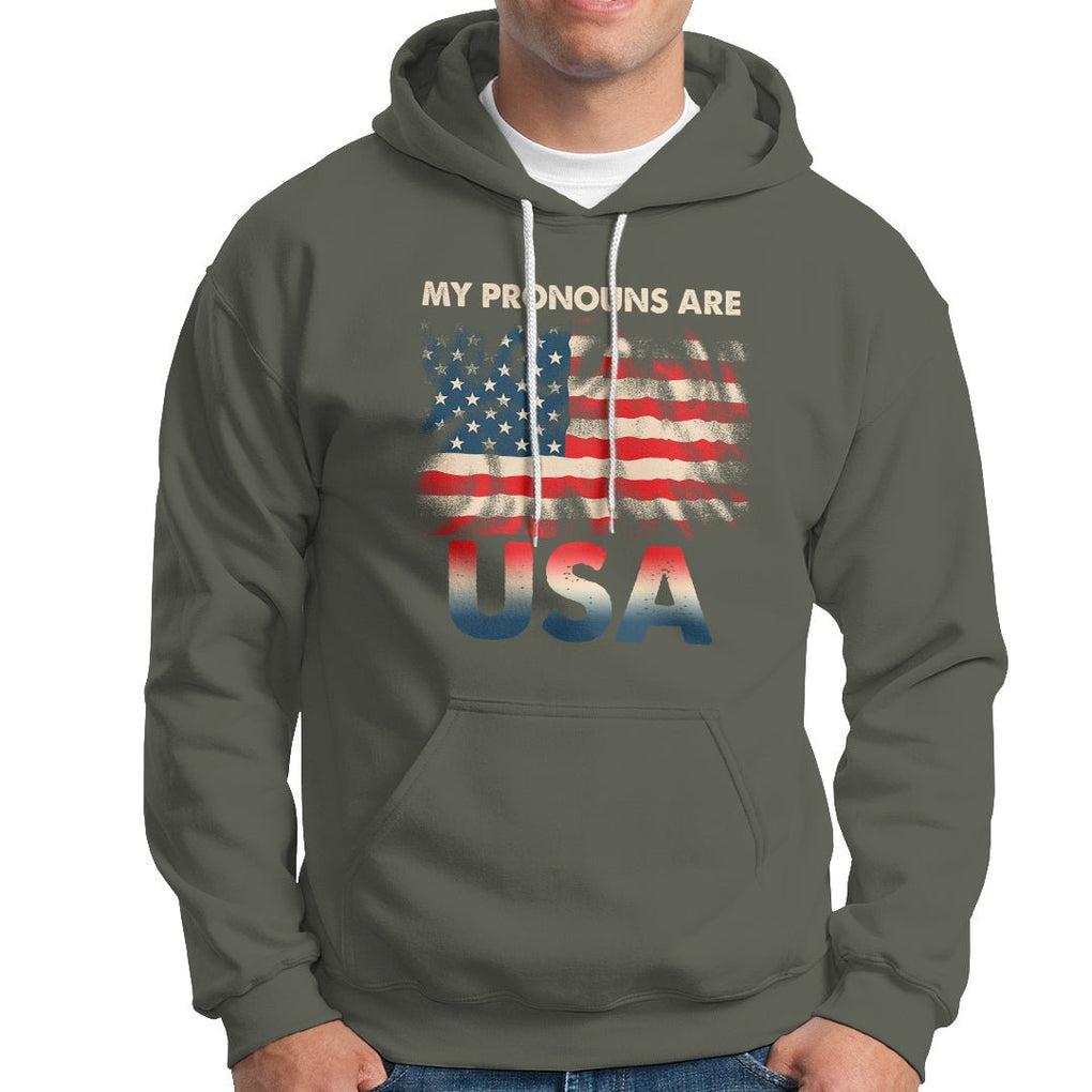 American Patriotic Hoodie My Pronouns Are USA American Flag TS02 Printyourwear