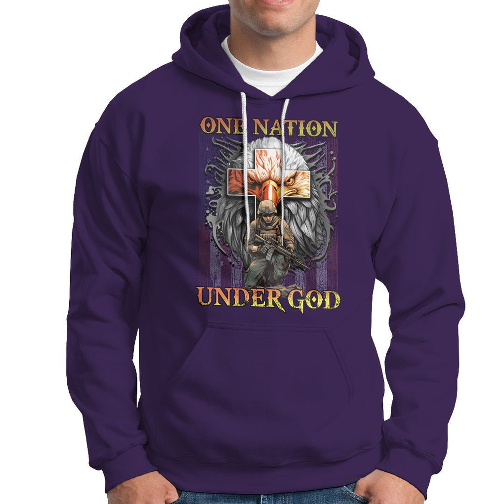 American Patriotic Hoodie One Nation Under God Christian Cross Bald Eagle TS02 Printyourwear
