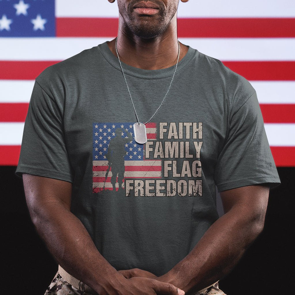American Patriotic T Shirt Faith Family Flag Freedom US Flag Patriot TS02 Printyourwear