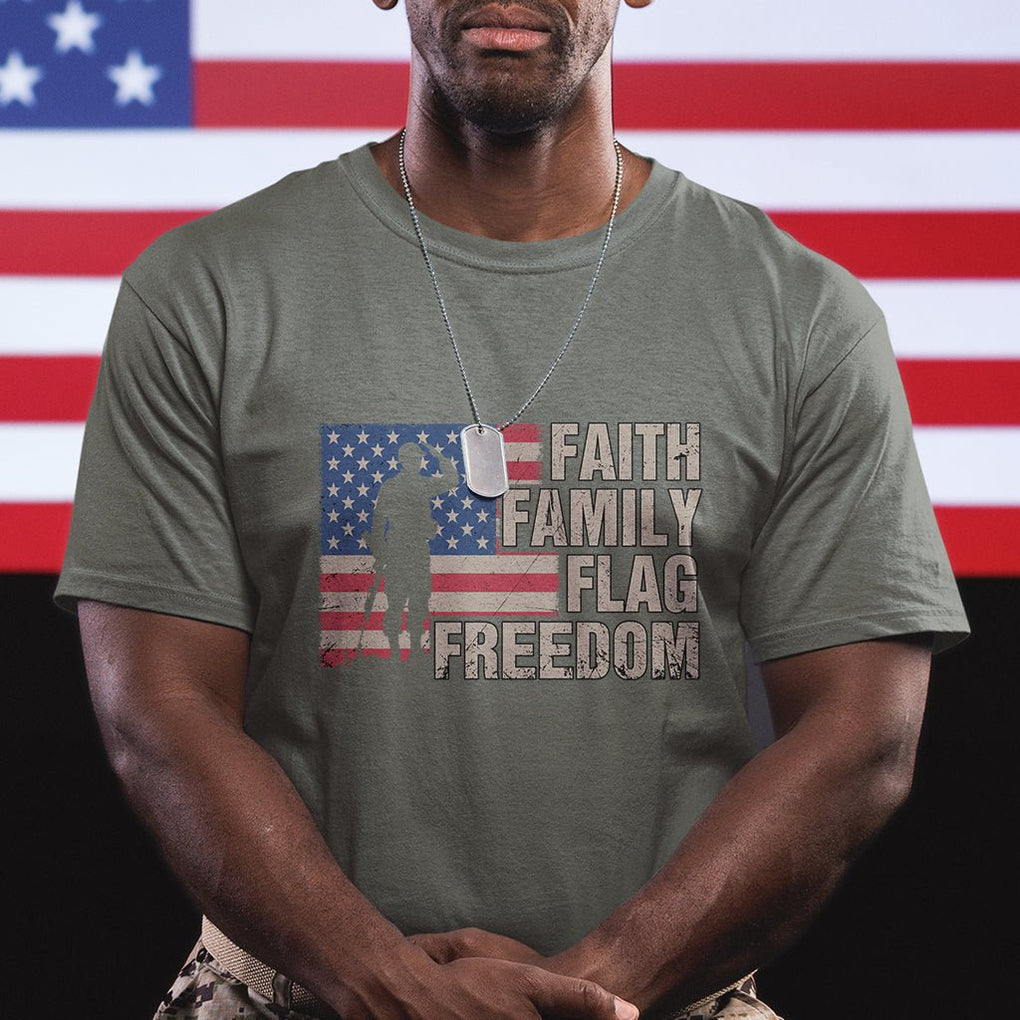 American Patriotic T Shirt Faith Family Flag Freedom US Flag Patriot TS02 Printyourwear