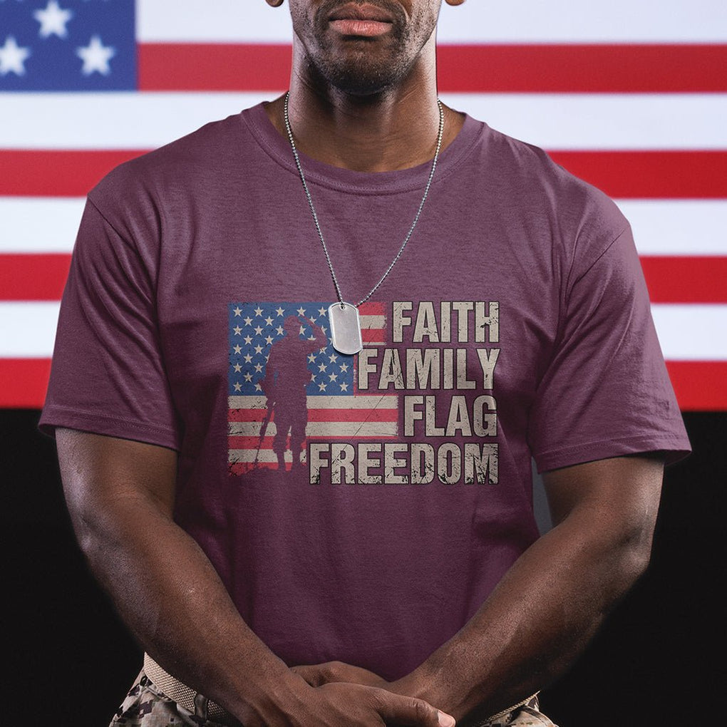 American Patriotic T Shirt Faith Family Flag Freedom US Flag Patriot TS02 Printyourwear
