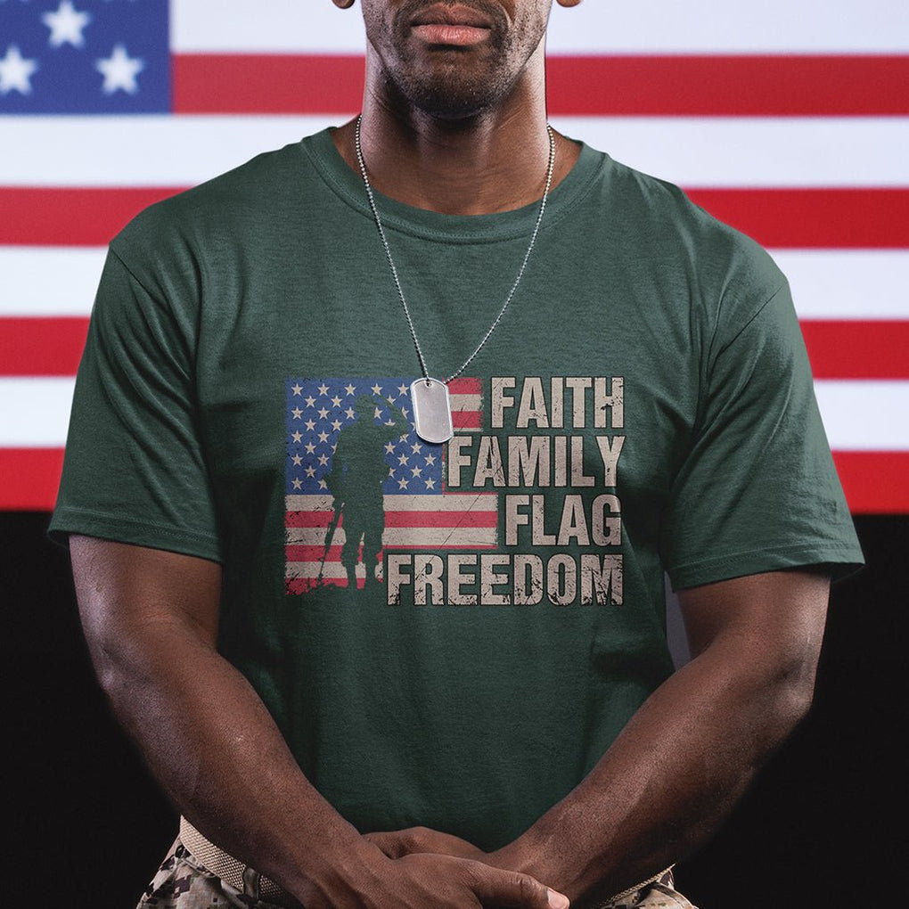 American Patriotic T Shirt Faith Family Flag Freedom US Flag Patriot TS02 Printyourwear