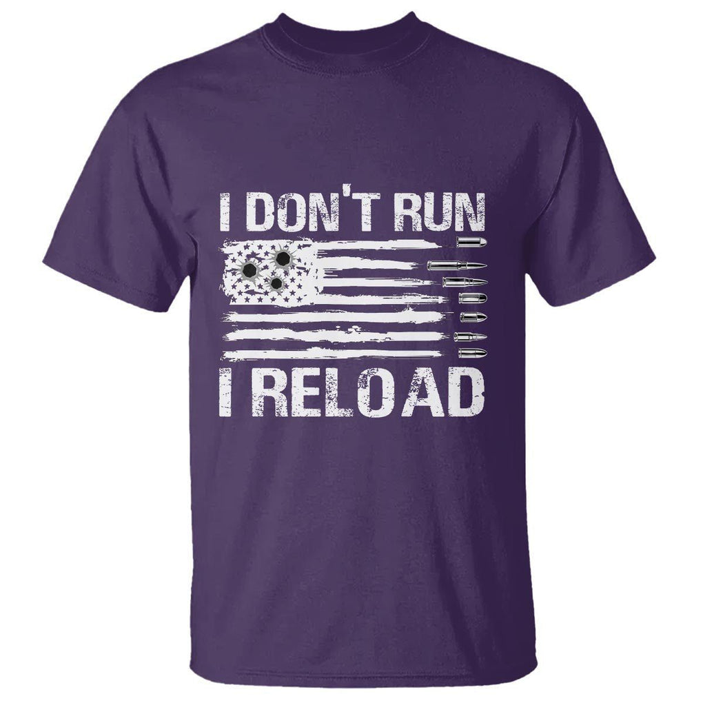 American Patriotic T Shirt I Don't Run I Reload Military Gun Flag TS09 Purple Print Your Wear