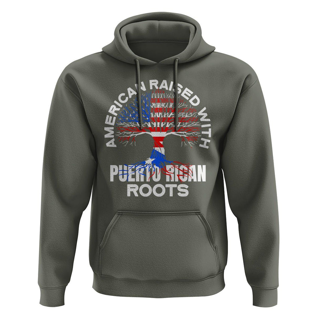 American Raised With Puerto Rican Roots Hoodie TS09 Military Green Print Your Wear
