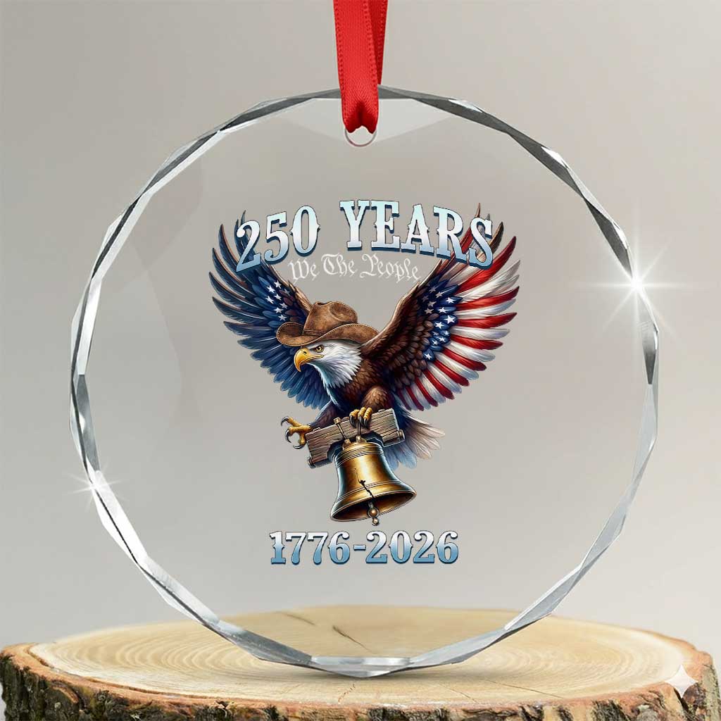 American Rodeo 250th Anniversary Crystal Glass Ornament Western Cowboy Eagle Patriotic 4th of July TS14 Transparent Glass 3'' Circle Print Your Wear