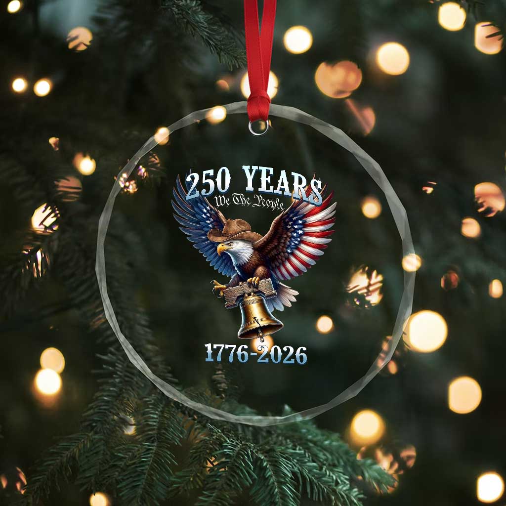 American Rodeo 250th Anniversary Crystal Glass Ornament Western Cowboy Eagle Patriotic 4th of July TS14 Print Your Wear