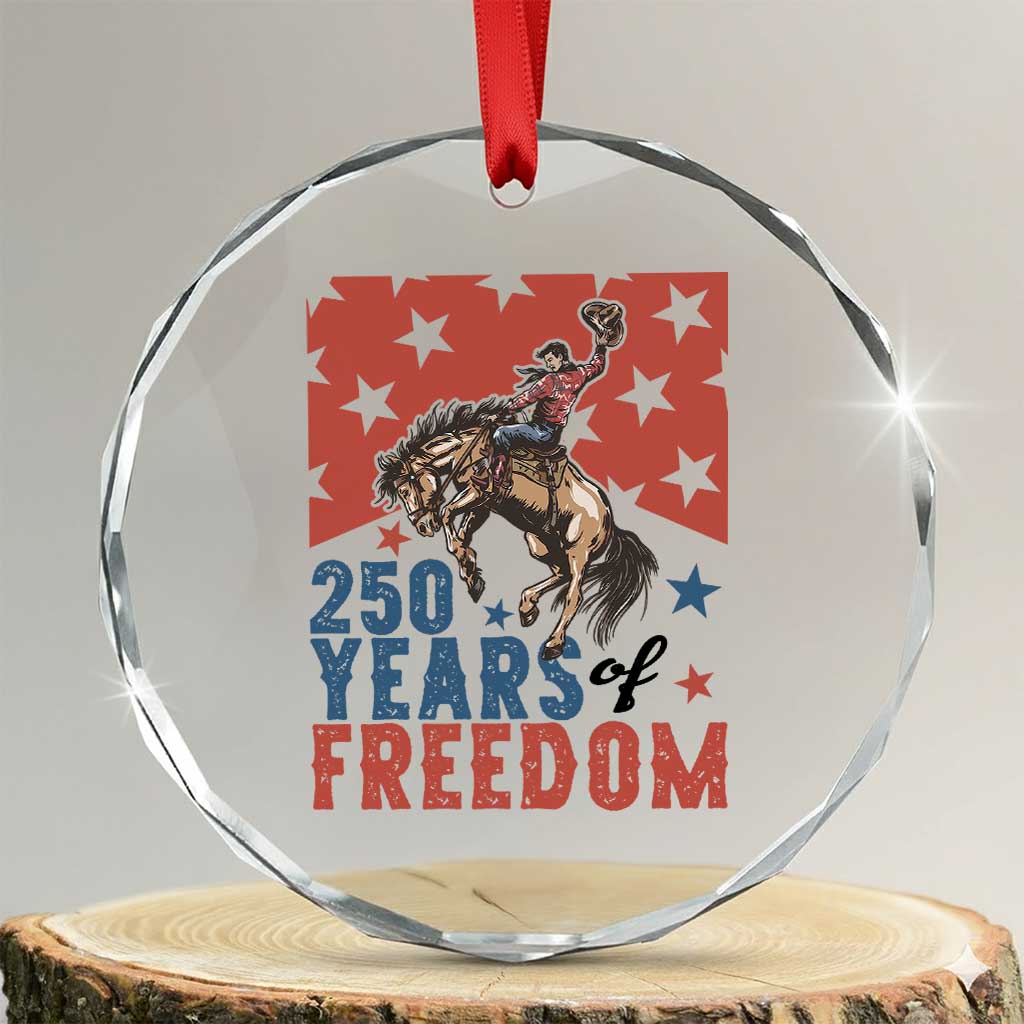 American Rodeo 250th Anniversary Crystal Glass Ornament Western Cowboy Patriotic Fourth of July TS14 Transparent Glass 3'' Circle Print Your Wear