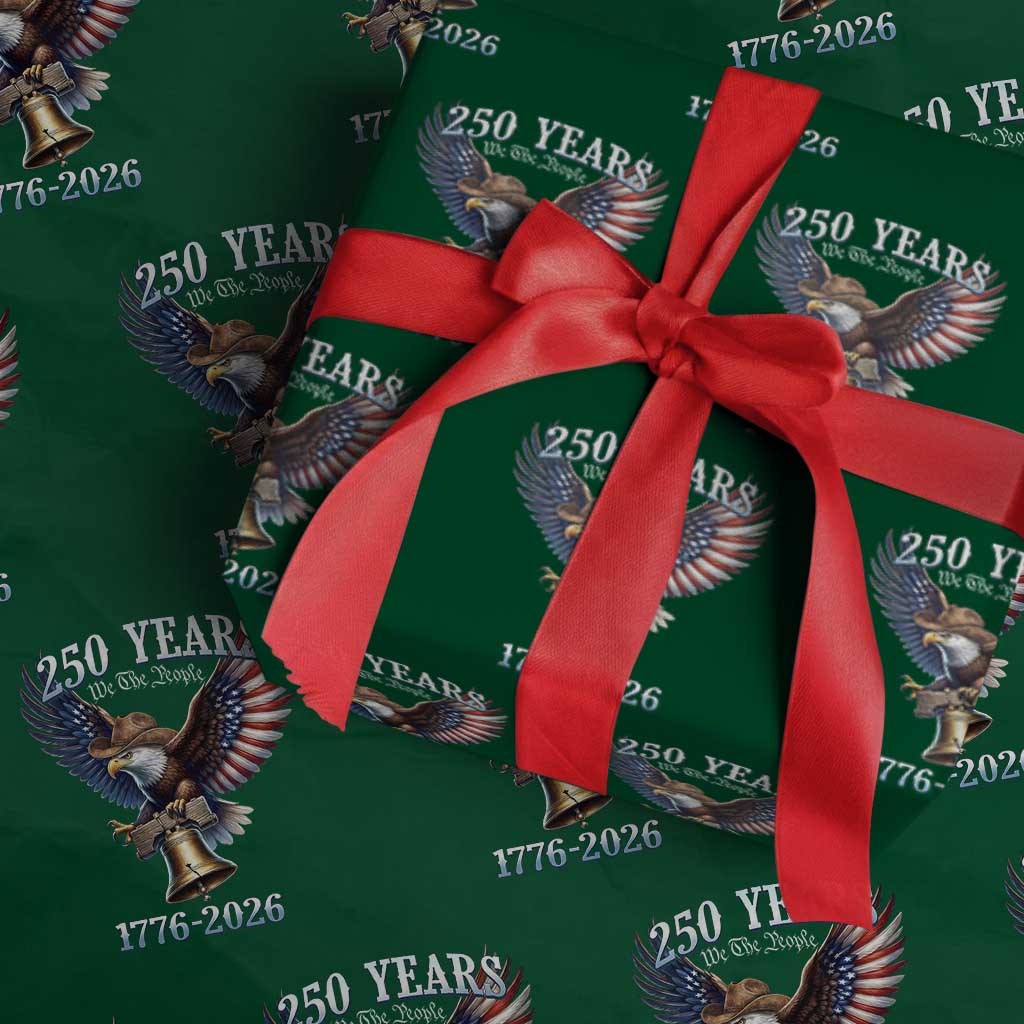 American Rodeo 250th Anniversary Wrapping Paper Roll Western Cowboy Eagle Patriotic 4th of July TS14 Green Print Your Wear