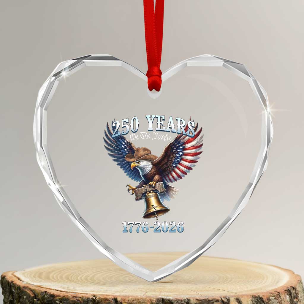 American Rodeo 250th Anniversary Heart Crystal Glass Ornament Western Cowboy Eagle Patriotic 4th of July TS14 Transparent Glass 3'' Heart Print Your Wear