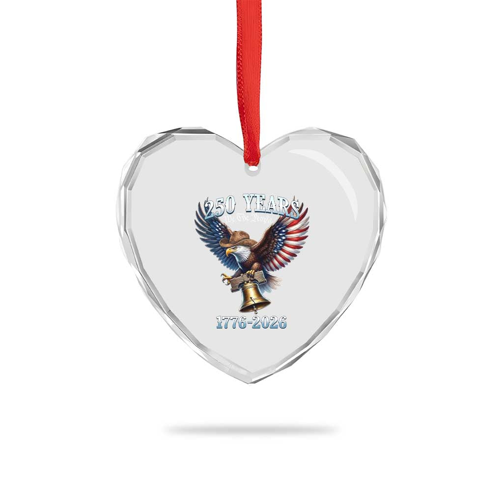 American Rodeo 250th Anniversary Heart Crystal Glass Ornament Western Cowboy Eagle Patriotic 4th of July TS14 Print Your Wear