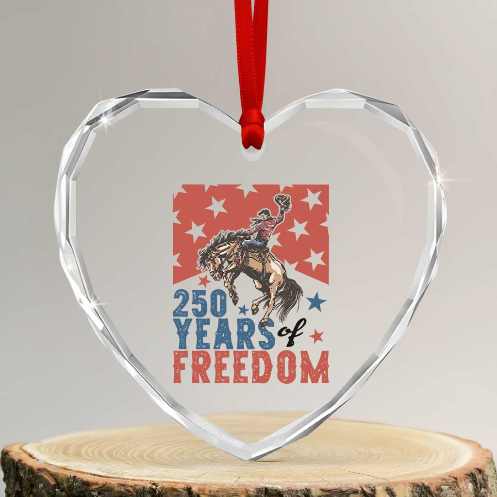 American Rodeo 250th Anniversary Heart Crystal Glass Ornament Western Cowboy Patriotic Fourth of July TS14 Transparent Glass 3'' Heart Print Your Wear