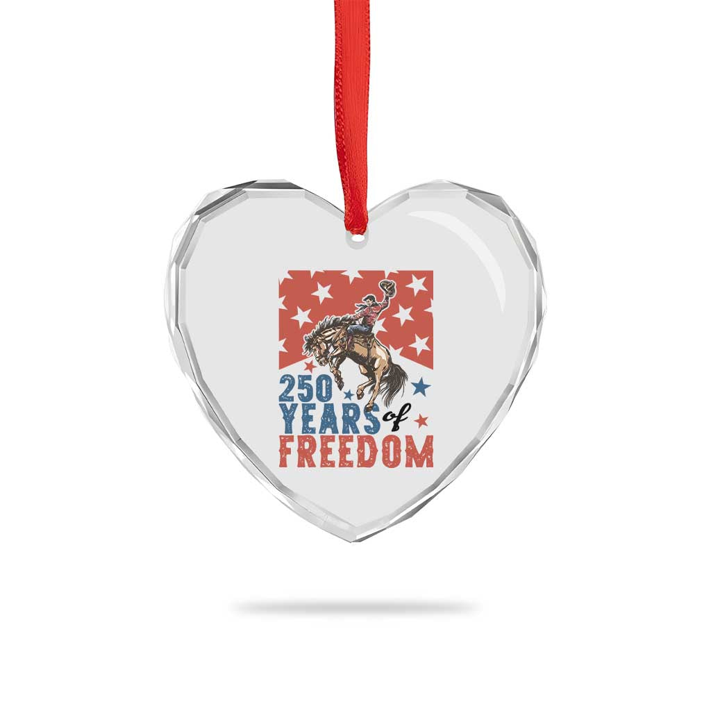 American Rodeo 250th Anniversary Heart Crystal Glass Ornament Western Cowboy Patriotic Fourth of July TS14 Print Your Wear