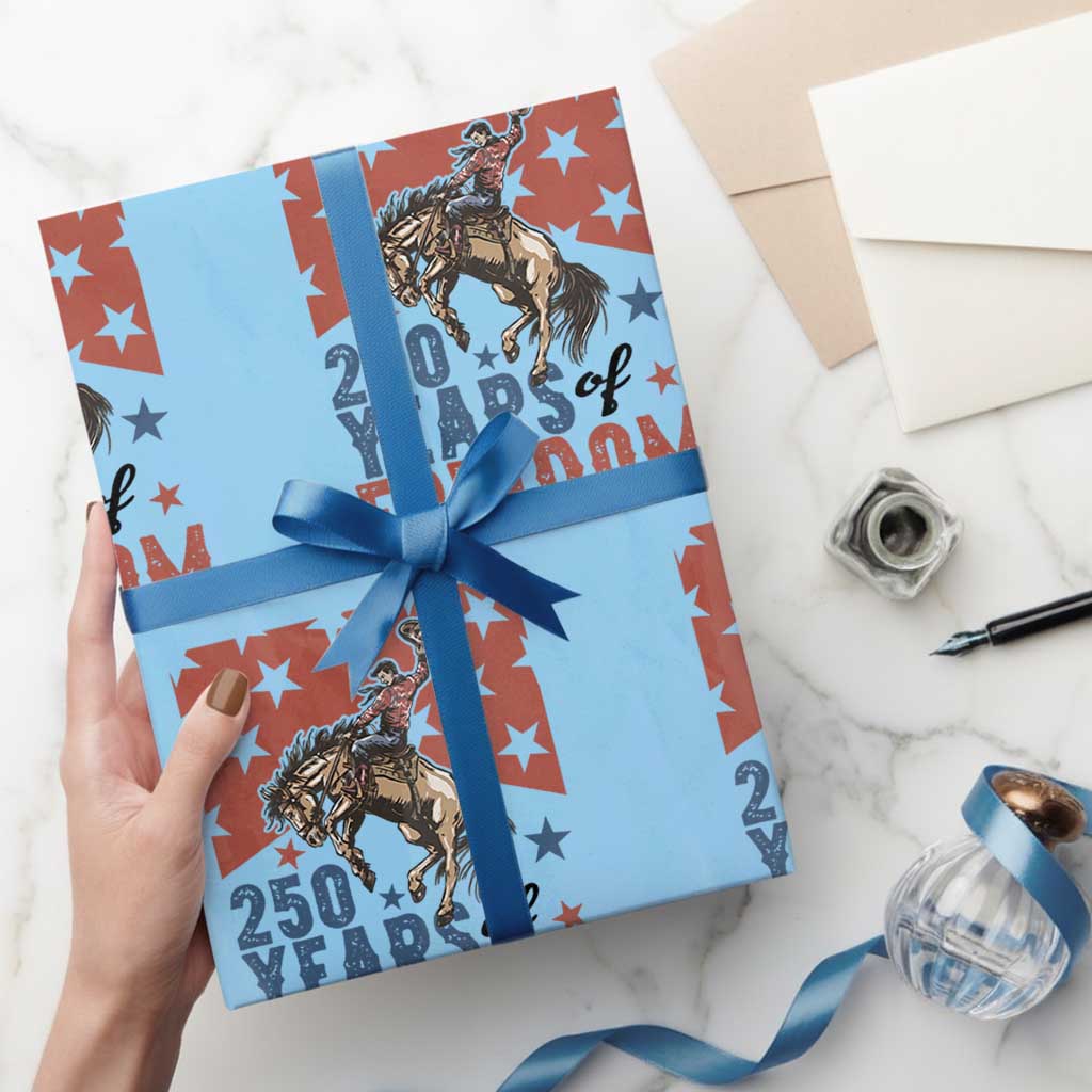 American Rodeo 250th Anniversary Wrapping Paper Roll Western Cowboy Patriotic Fourth of July TS14 Light Blue Print Your Wear