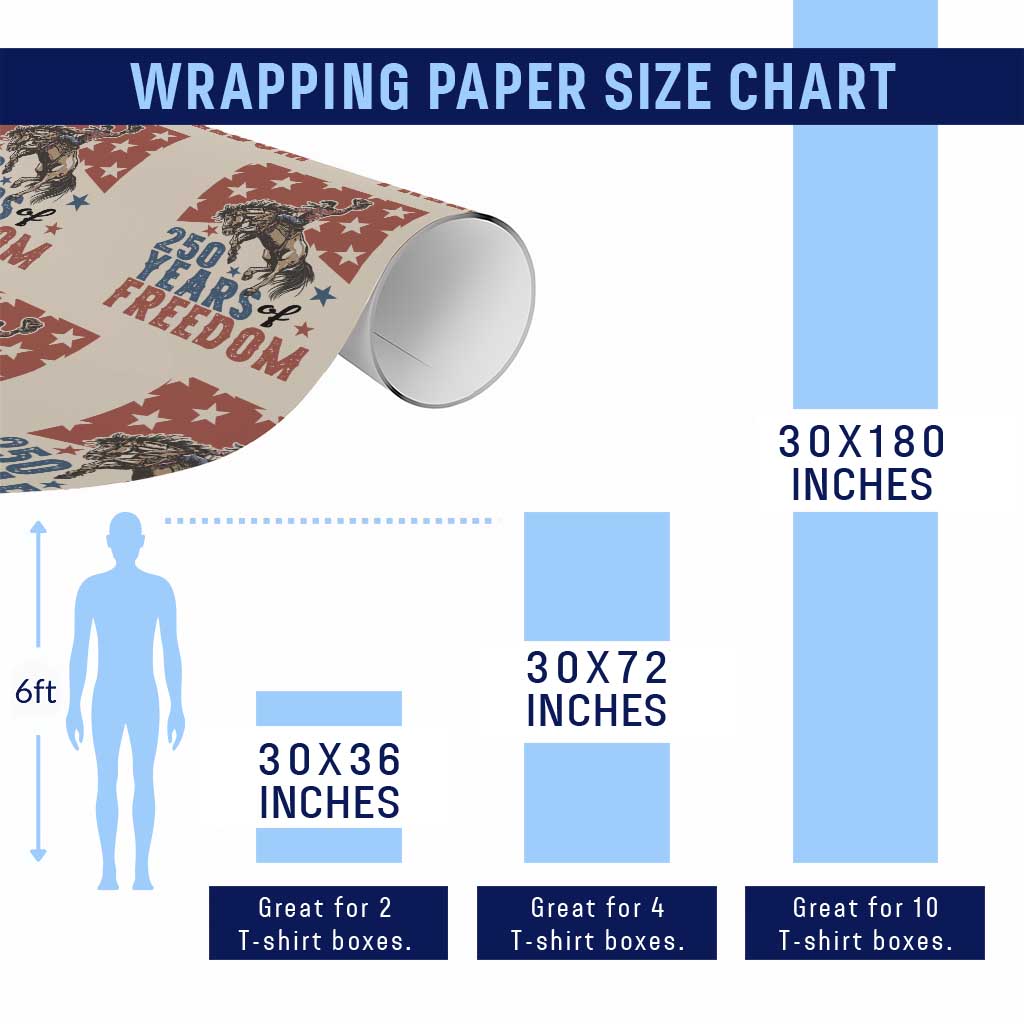 American Rodeo 250th Anniversary Wrapping Paper Roll Western Cowboy Patriotic Fourth of July TS14 Print Your Wear
