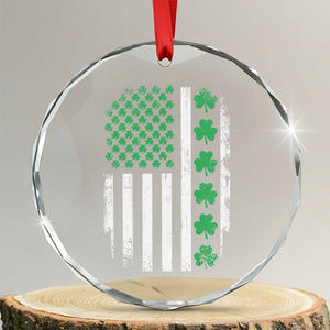 American Shamrock Flag Crystal Glass Ornament Lucky St Patricks Day - Print Your Wear