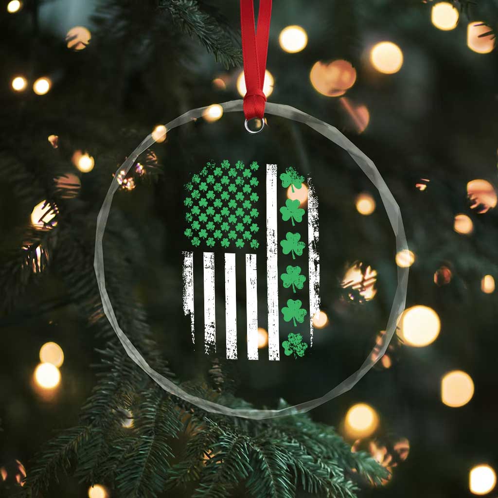 American Shamrock Flag Crystal Glass Ornament Lucky St Patricks Day TS02 Print Your Wear