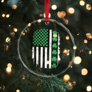 American Shamrock Flag Crystal Glass Ornament Lucky St Patricks Day - Print Your Wear