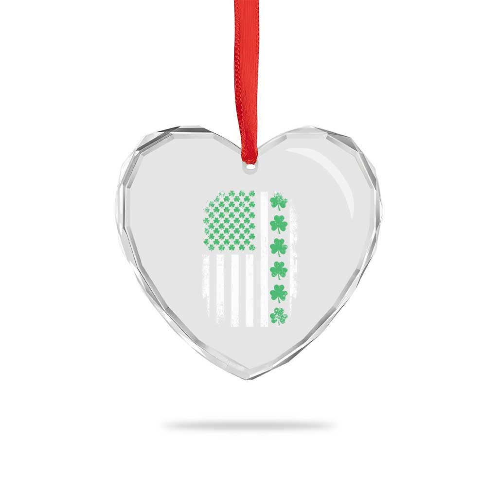 American Shamrock Flag Heart Crystal Glass Ornament Lucky St Patricks Day TS02 Print Your Wear