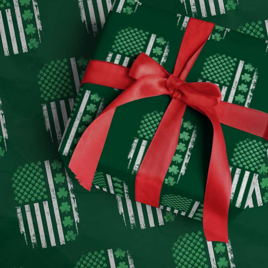 American Shamrock Flag Wrapping Paper Roll Lucky St Patricks Day TS02 Green Print Your Wear