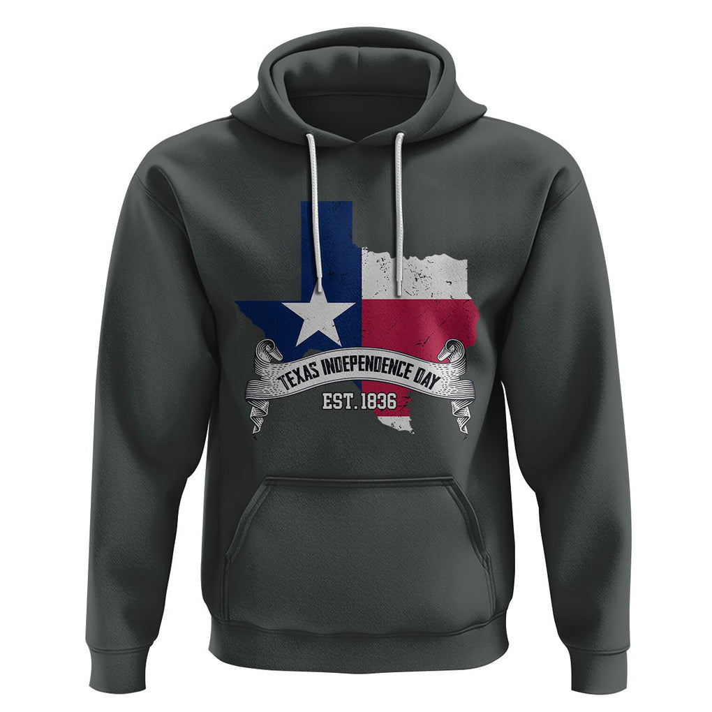 American Texan Hoodie Texas Independence Day 1836 Pride Flag Map TS02 Dark Heather Printyourwear