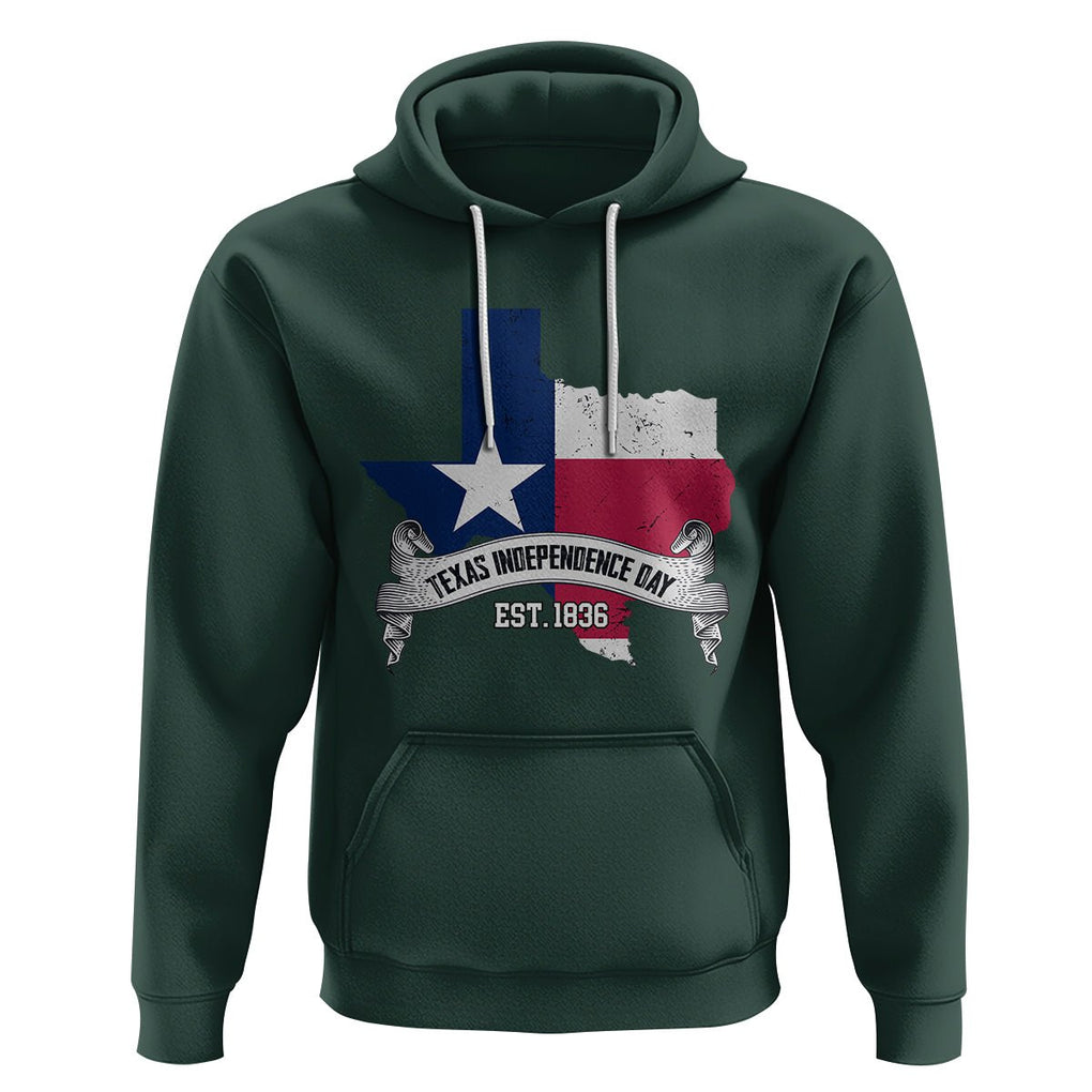 American Texan Hoodie Texas Independence Day 1836 Pride Flag Map TS02 Dark Forest Green Printyourwear