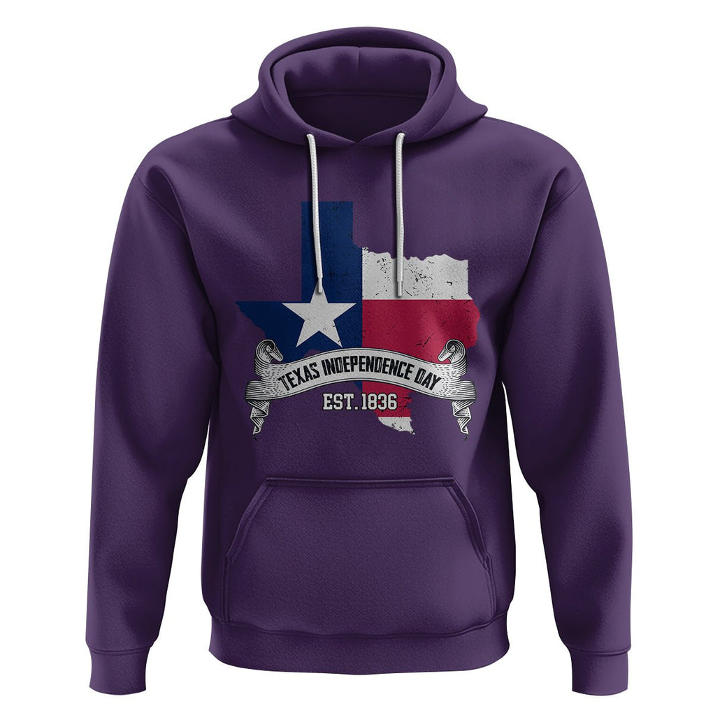 American Texan Hoodie Texas Independence Day 1836 Pride Flag Map TS02 Purple Printyourwear
