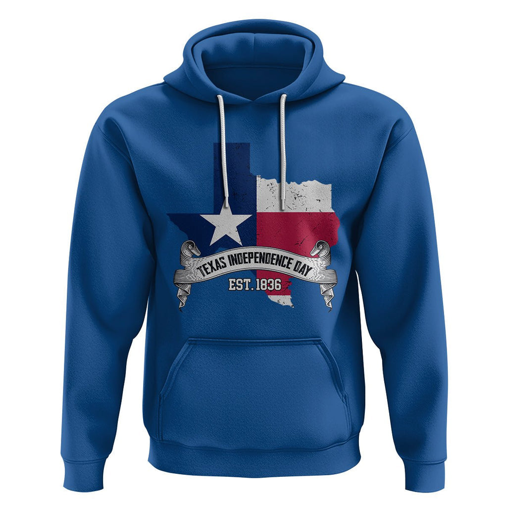 American Texan Hoodie Texas Independence Day 1836 Pride Flag Map TS02 Royal Blue Printyourwear