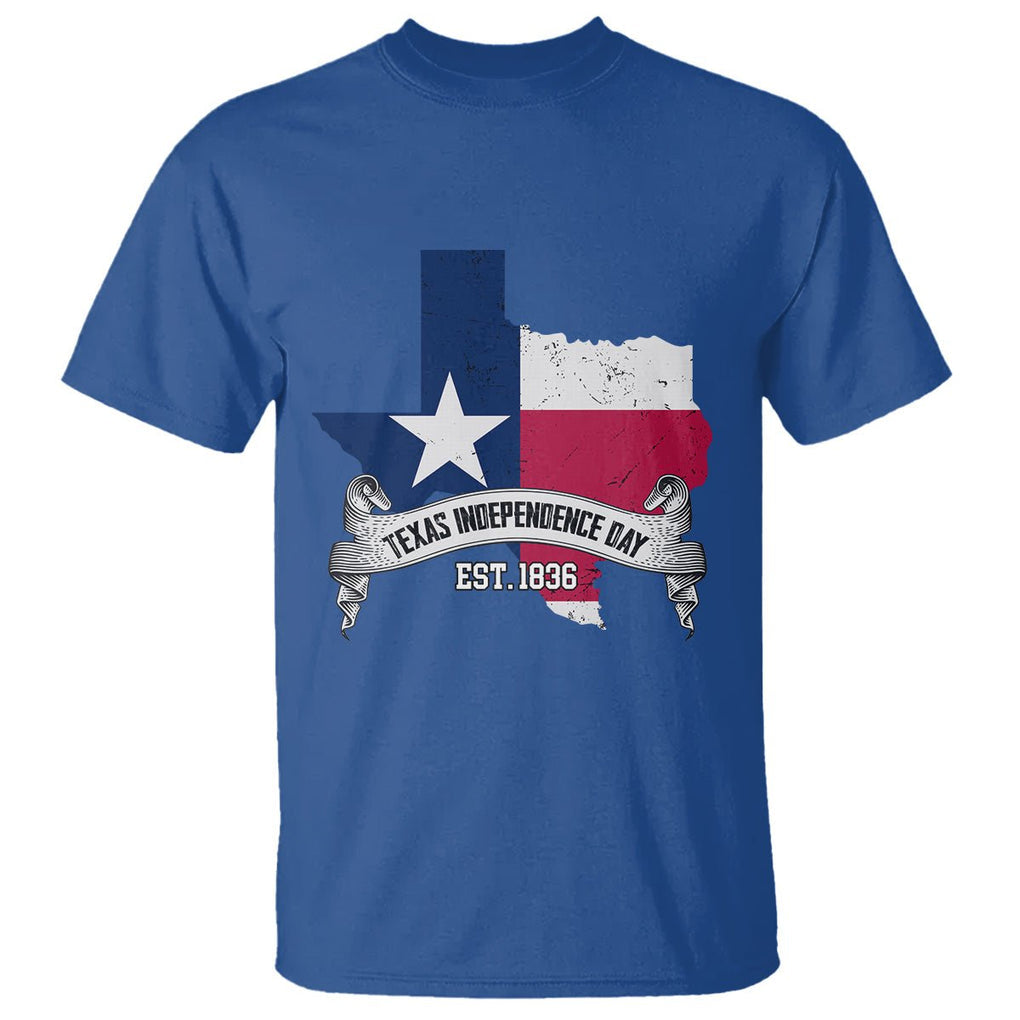 American Texan T Shirt Texas Independence Day 1836 Pride Flag Map TS02 Royal Blue Printyourwear