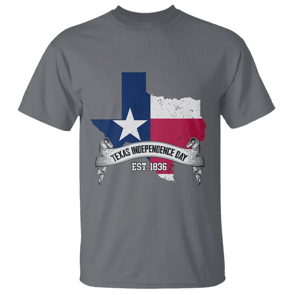 American Texan T Shirt Texas Independence Day 1836 Pride Flag Map TS02 Charcoal Printyourwear