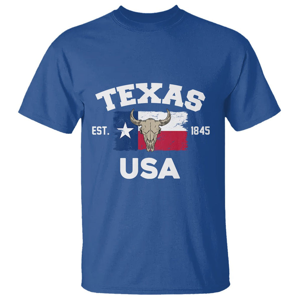 American Texan T Shirt Vintage Texas Flag USA EST 1845 Longhorns Souvenir TS02 Royal Blue Printyourwear