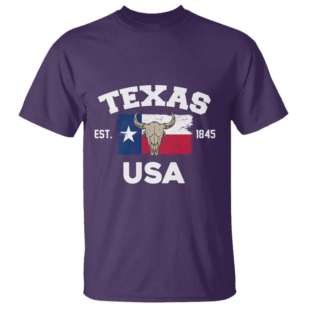American Texan T Shirt Vintage Texas Flag USA EST 1845 Longhorns Souvenir TS02 Purple Printyourwear