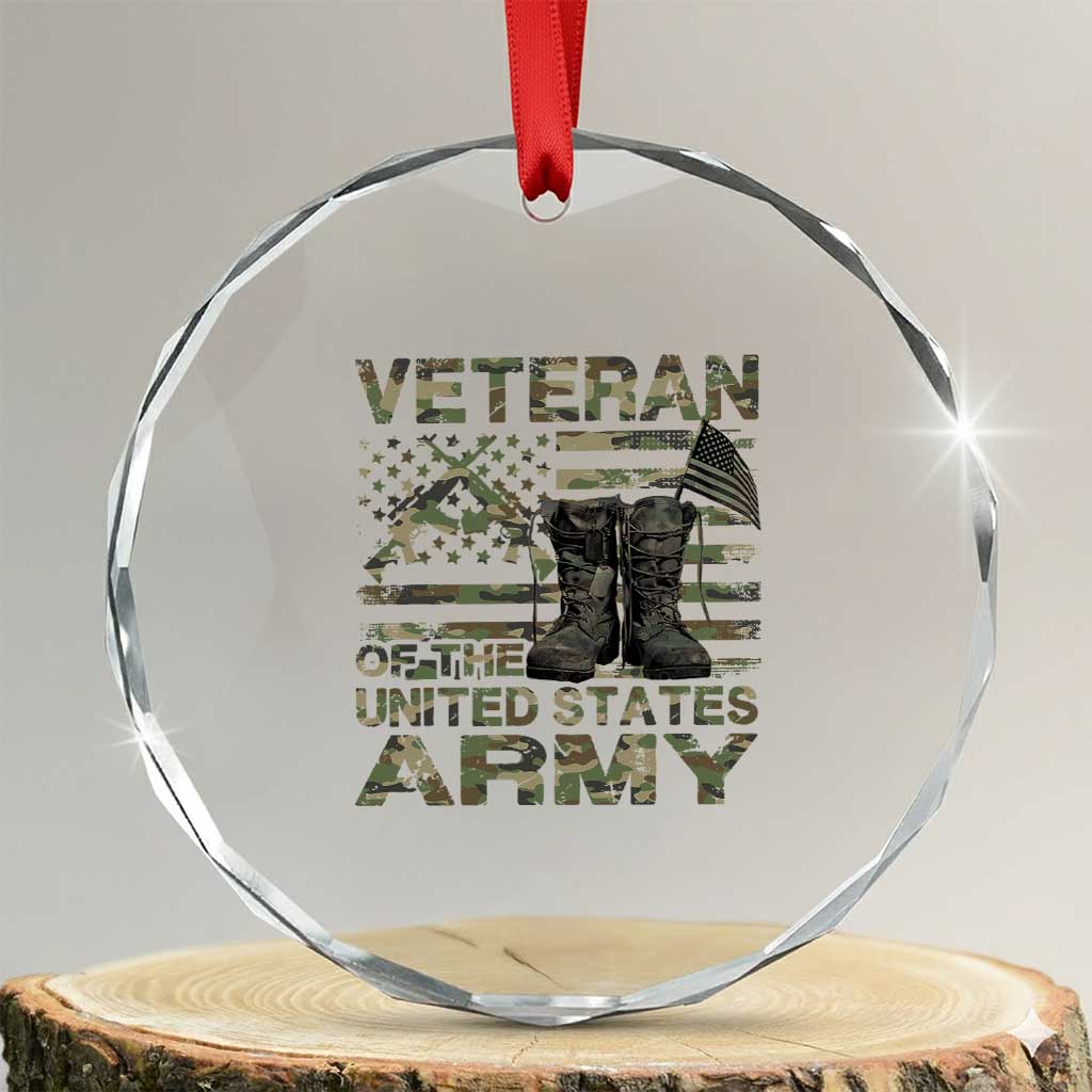 American Veteran Crystal Glass Ornament Of The US Army Camouflage Flag TS02 Transparent Glass 3'' Circle Print Your Wear