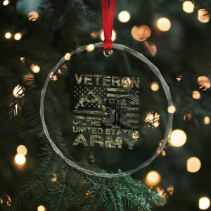 American Veteran Crystal Glass Ornament Of The US Army Camouflage Flag - Print Your Wear