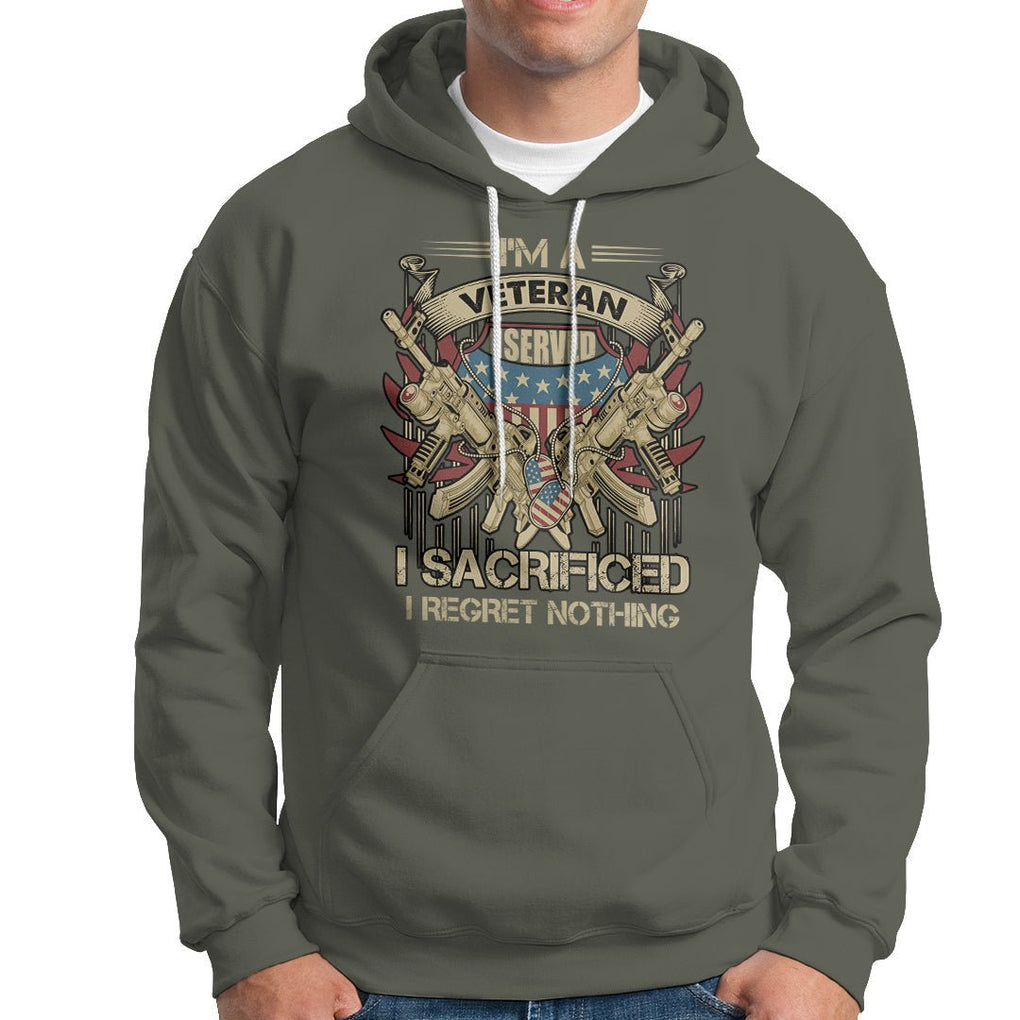 American Veteran Hoodie Patriot I Served I Sacrificed I Regret Nothing I'm A Veteran TS02 Printyourwear