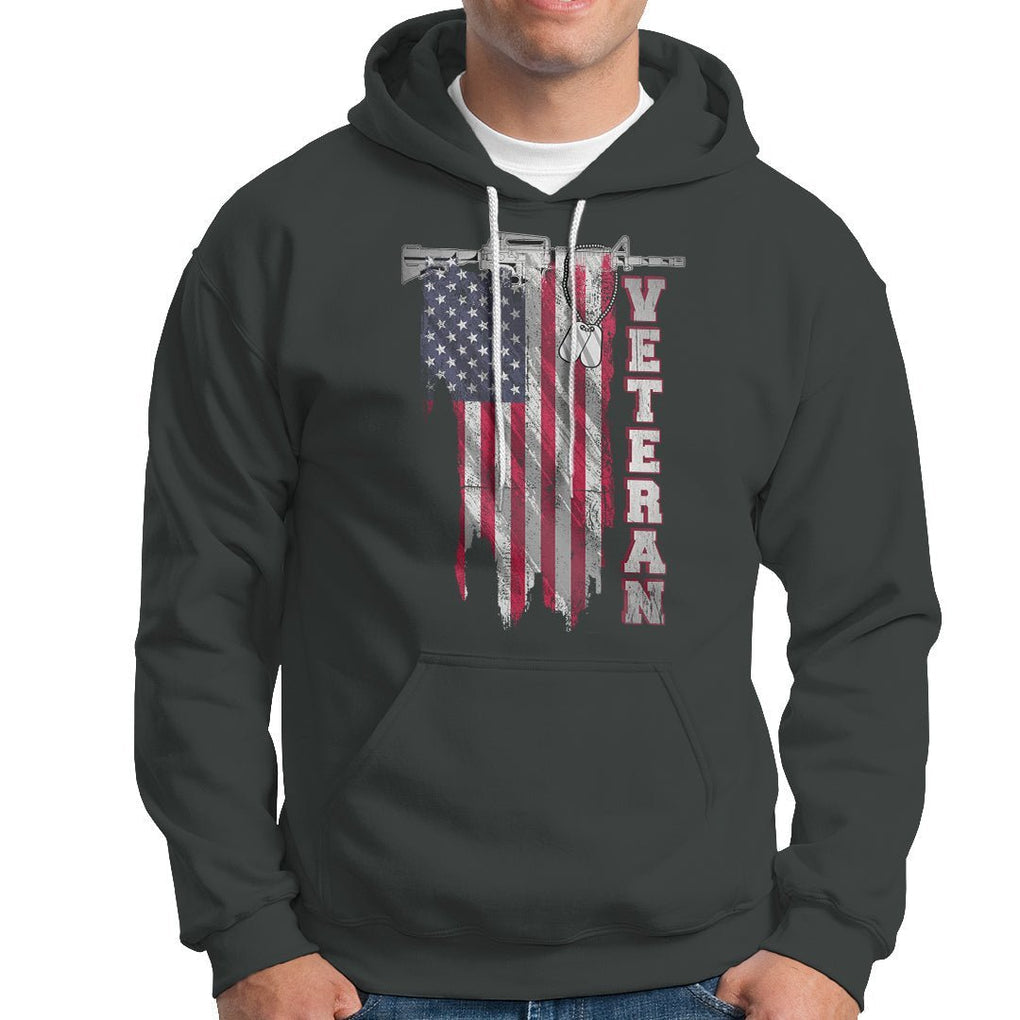 American Veteran Hoodie US Flag With Rifle And Dog Tags TS02 Printyourwear