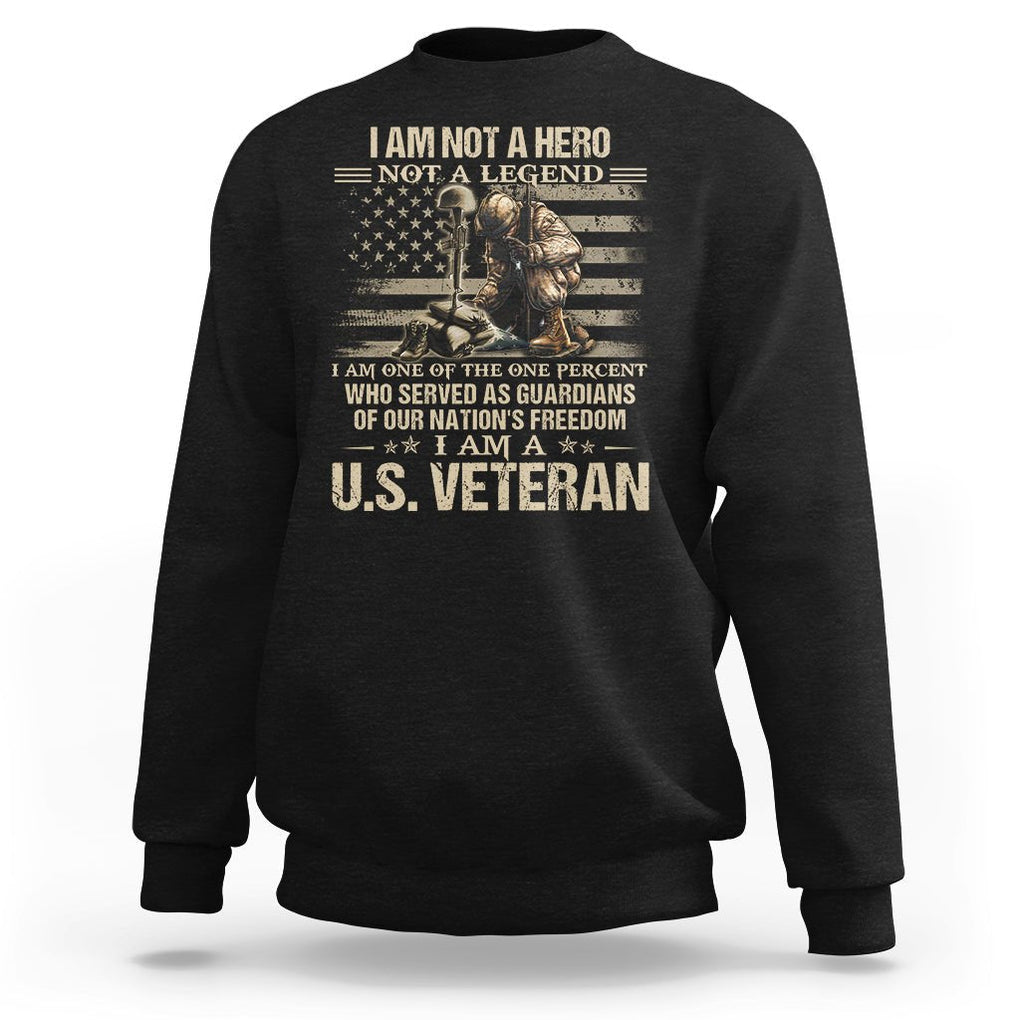 American Veteran Sweatshirt I Am Not A Hero Not A Legend US Flag Soldier Combat Boots And Dog Tags TS02 Dark Heather Printyourwear