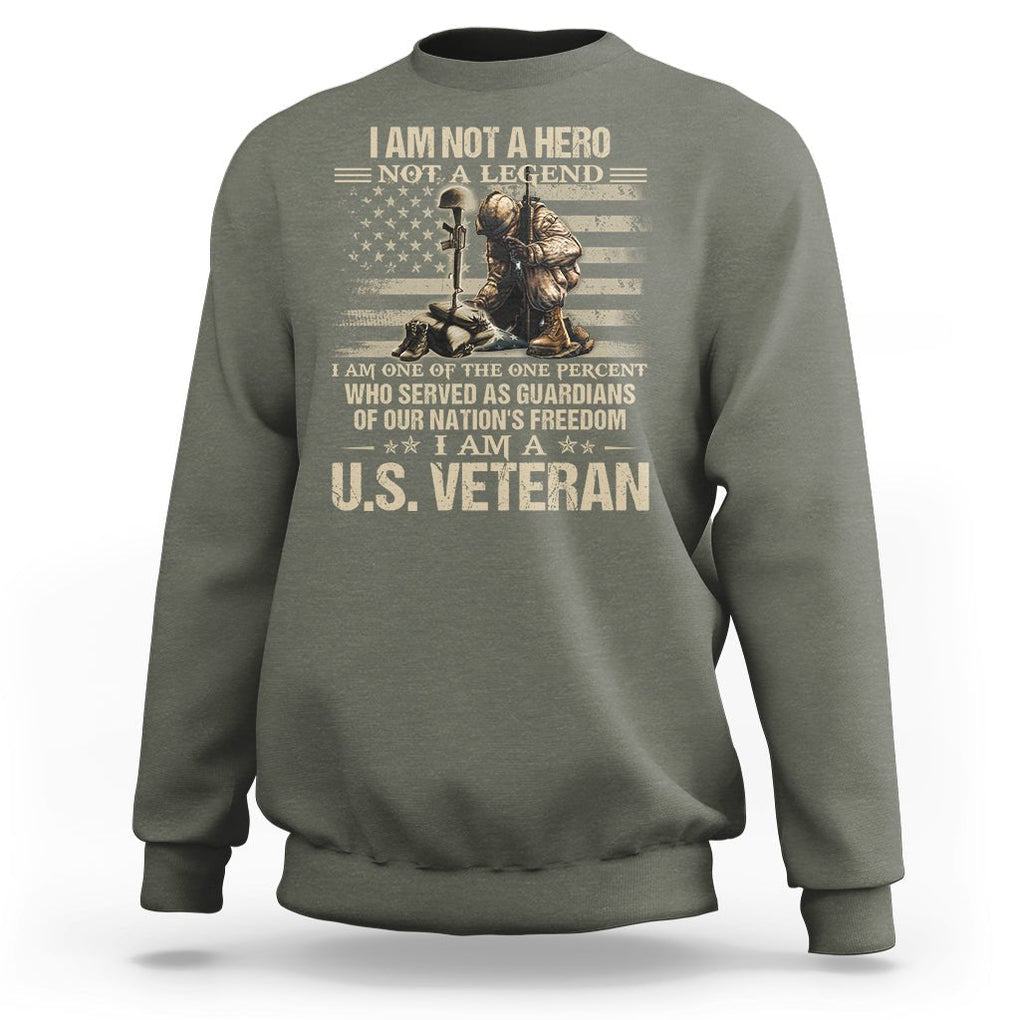 American Veteran Sweatshirt I Am Not A Hero Not A Legend US Flag Soldier Combat Boots And Dog Tags TS02 Printyourwear