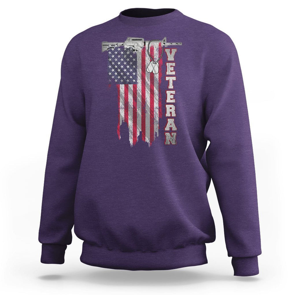 American Veteran Sweatshirt US Flag With Rifle And Dog Tags TS02 Printyourwear