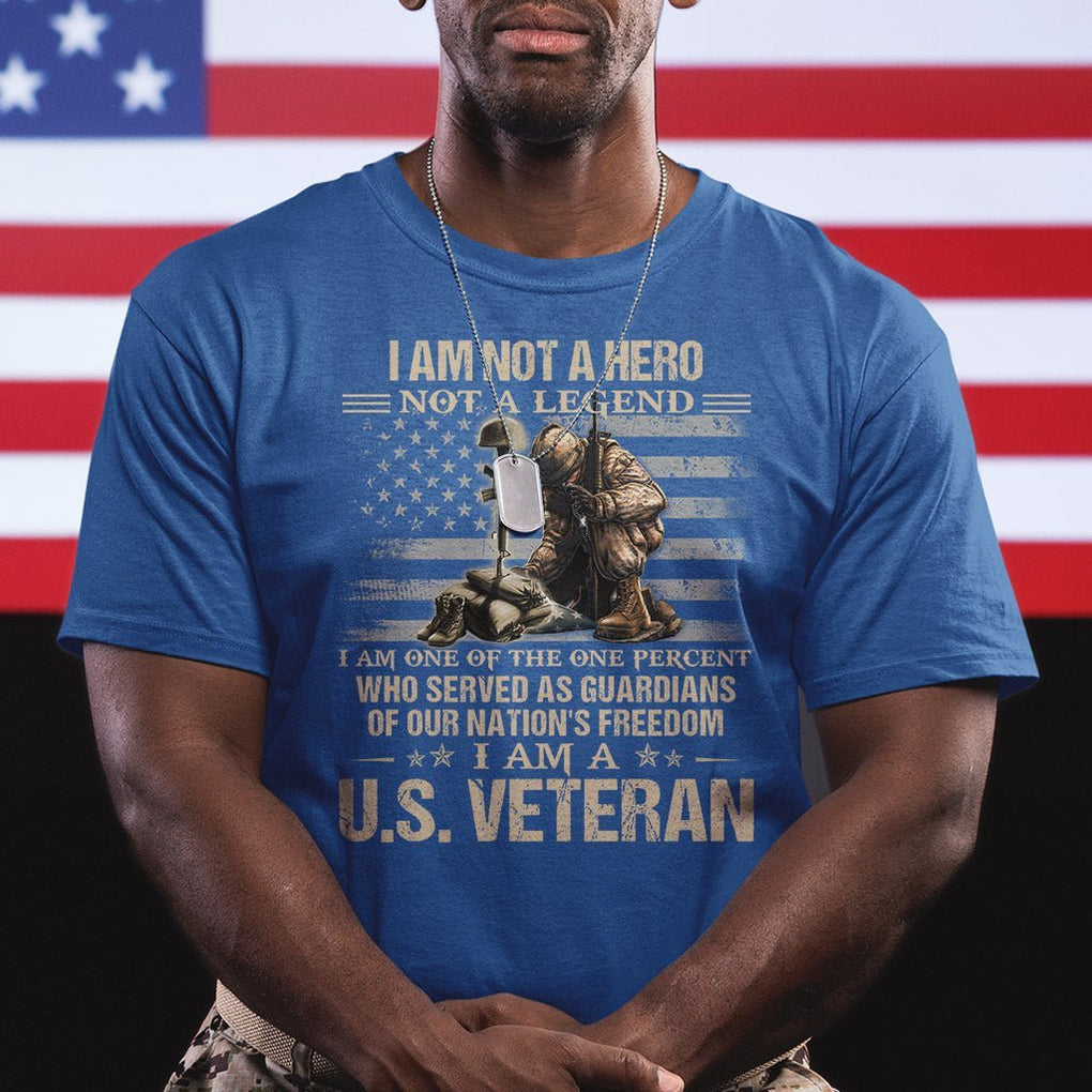 American Veteran T Shirt I Am Not A Hero Not A Legend US Flag Soldier Combat Boots And Dog Tags TS02 Printyourwear